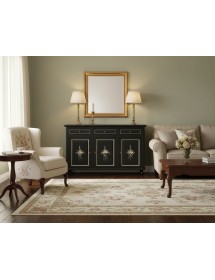 Madia Credenza 3 Ante Legno shabby nero Decorata Filo oro 158x45x98
