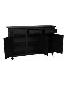 Madia Credenza 3 Ante Legno shabby nero Decorata Filo oro 158x45x98
