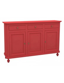 Madia Credenza 3 Ante Legno shabby rosso 158x45x98