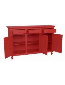Madia Credenza 3 Ante Legno shabby rosso 158x45x98