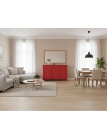 Madia Credenza 3 Ante Legno shabby rosso 158x45x98
