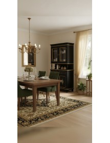Cristalliera 2 porte shabby legno nero decorata filo oro 104x43x208