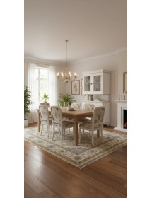 Cristalliera 2 porte shabby legno bianco decorata filo oro 104x43x208