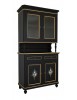 Cristalliera 2 porte shabby legno nero decorata filo oro 104x43x208