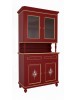 Cristalliera 2 porte shabby legno rosso decorata filo oro 104x43x208