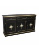 Madia Credenza 3 Ante Legno shabby nero Decorata Filo oro 156x42x86