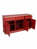 Madia Credenza 3 Ante Legno shabby rosso Decorata Filo oro 156x42x86