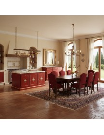 Madia Credenza 3 Ante Legno shabby rosso Decorata Filo oro 156x42x86