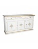Madia Credenza 3 Ante Legno shabby bianco Decorata Filo oro 156x42x86