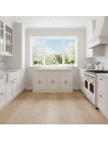 Madia Credenza 3 Ante Legno shabby bianco Decorata Filo oro 156x42x86