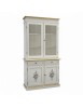 Cristalliera 2 porte shabby legno bianco decorata filo oro 105x42x206