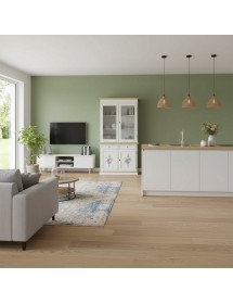 Cristalliera 2 porte shabby legno bianco decorata filo oro 105x42x206