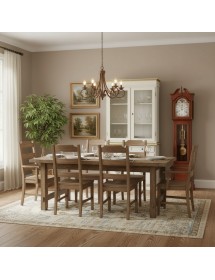 Cristalliera 2 porte shabby legno bianco decorata filo oro 105x42x206