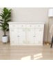 Madia Credenza legno 4 porte shabby bianco anticato decoro filo verde 160X40X110 vista frontale