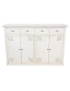 Madia Credenza legno 4 porte shabby bianco anticato decoro filo verde 160X40X110 vista frontale