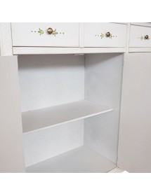 Madia Credenza legno 4 porte shabby bianco anticato decoro filo verde 160X40X110 vista frontale