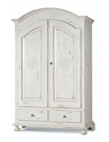 ARMADIO 2 PORTE SHABBY LEGNO BIANCO CONSUMATO 125X61X200