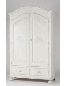 ARMADIO 2 PORTE SHABBY LEGNO BIANCO CONSUMATO 125X61X200