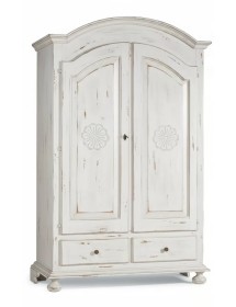 ARMADIO 2 PORTE SHABBY LEGNO BIANCO CONSUMATO 125X61X200