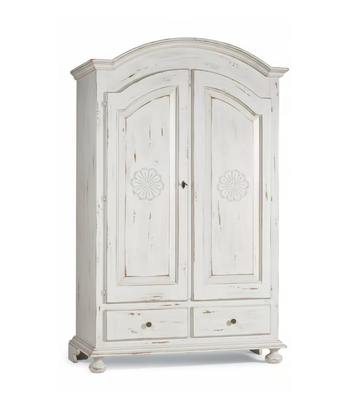 ARMADIO 2 PORTE SHABBY LEGNO BIANCO CONSUMATO 125X61X200