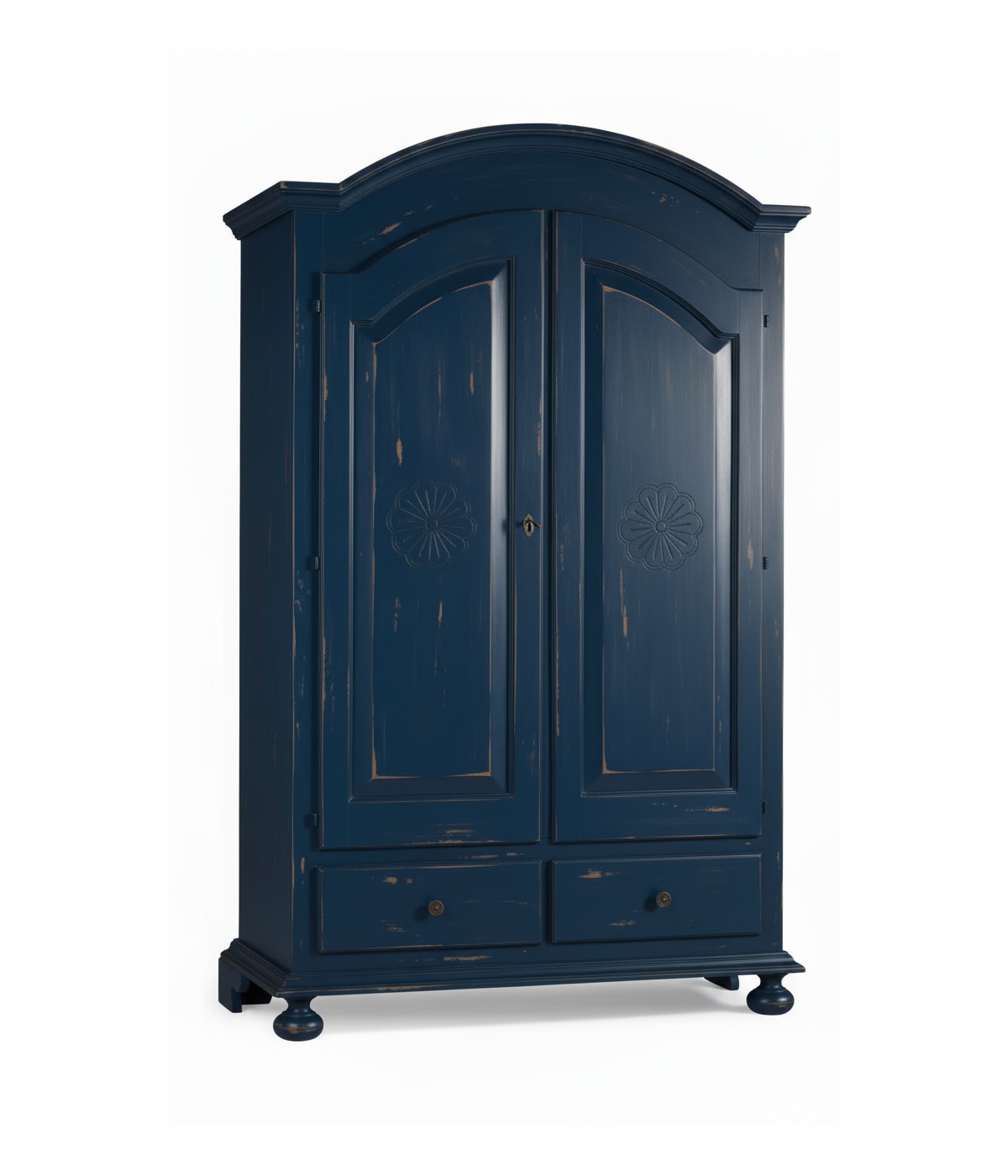 ARMADIO 2 PORTE SHABBY LEGNO BLU CONSUMATO 125X61X200