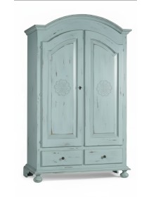ARMADIO 2 PORTE SHABBY LEGNO AZZURRO CONSUMATO 125X61X200