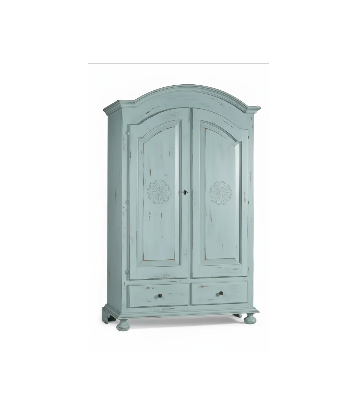ARMADIO 2 PORTE SHABBY LEGNO AZZURRO CONSUMATO 125X61X200