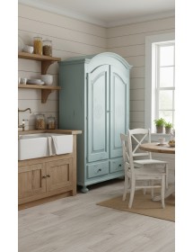 ARMADIO 2 PORTE SHABBY LEGNO AZZURRO CONSUMATO 125X61X200