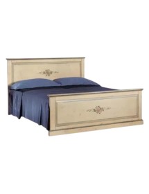 MOBILI 2G - LETTO  DRITTO MATRIMONIALE AVORIO ANTICO FILO AZZURRO IN LEGNO