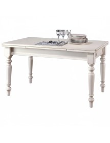 Set tavolo rettangolare shabby bianco anticato 100x70 120x80 140x80 160x85 allungabile con 4/6 sedie seduta legno