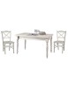 Set tavolo rettangolare shabby bianco anticato 100x70 120x80 140x80 160x85 allungabile con 4/6 sedie seduta legno