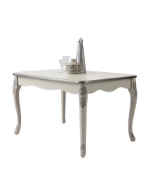 Tavolo barocco allungabile bianco anticato filo oro/argento 160x90x82