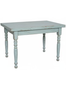 Set tavolo rettangolare shabby azzurro anticato 120x80 130x85 140x80 160x85 allungabile con 4/6 sedie seduta legno