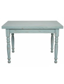 Set tavolo rettangolare shabby azzurro anticato 120x80 130x85 140x80 160x85 allungabile con 4/6 sedie seduta legno