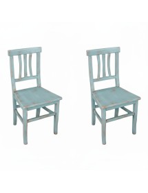 Set tavolo rettangolare shabby azzurro anticato 120x80 130x85 140x80 160x85 allungabile con 4/6 sedie seduta legno