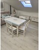 Set tavolo bianco anticato decorato 100x70 120x80 140x80 160x85 allungabile con 4/6 sedie seduta legno