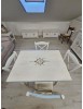Set tavolo bianco anticato decorato 100x70 120x80 140x80 160x85 allungabile con 4/6 sedie seduta legno