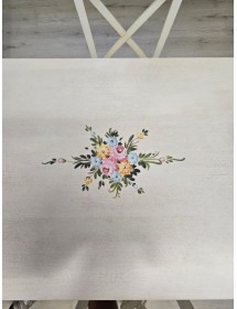 Set tavolo bianco anticato decorato 100x70 120x80 140x80 160x85 allungabile con 4/6 sedie seduta legno