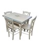 Set tavolo bianco anticato decorato 100x70 120x80 140x80 160x85 allungabile con 4/6 sedie seduta legno