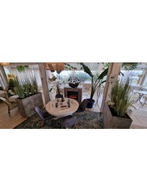 Set tavolo rotondo bianco 100x100 120X120 con 4 sedie legno naturale shabby