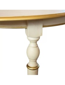 Set tavolo rotondo avorio anticato filo oro 100x100 120X120 con 4 sedie legno