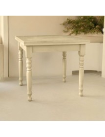 Set tavolo quadrato avorio anticato 80x80 90x90 100x100 allungabile con 3 sedie seduta legno