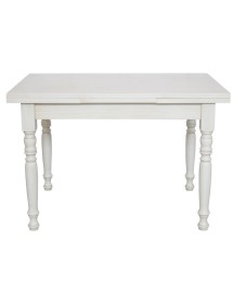 Set tavolo rettangolare shabby bianco anticato 100x70 120x80 140x80 160x85 allungabile con 4/6 sedie seduta legno