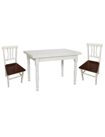 Set tavolo rettangolare shabby bianco anticato 100x70 120x80 140x80 160x85 allungabile con 4/6 sedie seduta legno