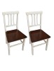 Set 2 sedie shabby bicolore bianco anticato legno seduta legno 43x45x91