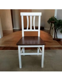 Set 2 sedie shabby bicolore bianco anticato legno seduta legno 43x45x91