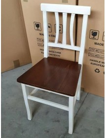 Set 2 sedie shabby bicolore bianco anticato legno seduta legno 43x45x91