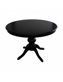 Set tavolo rotondo nero 100x100 120X120 con 4 sedie legno nero shabby