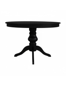 Set tavolo rotondo nero 100x100 120X120 con 4 sedie legno nero shabby