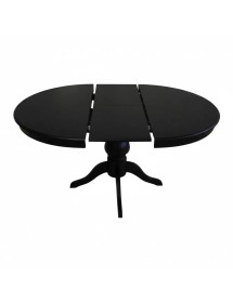 Set tavolo rotondo nero 100x100 120X120 con 4 sedie legno nero shabby